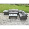 Fimous Rattan Wicker Garden Furniture Patio Conservatory Sofa Set with Rectangular Coffee Table Reclining Chair 2 Side Tables