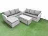 Fimous Outdoor Garden Furniture Sets 9 Seater Wicker Rattan Furniture Sofa Sets with Oblong Coffee Table high Back Lounge Sofa 3 Stools Light Grey