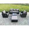 Fimous Garden Furniture Sets 6 Seater Wicker Rattan Furniture Patio Sofa Sets with Reclining Chair 3 Seater Sofa Big Footstool Dark Grey Mixed