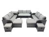 Fimous Garden Rattan Outdoor Furniture Set 13 Seater with 3 Seater Sofa 4 Stools Side Table Dark Grey