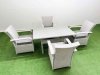 Fimous Rattan Garden Furniture Set with Rectangular Dining Table And Dining Chairs 4 Seater Light Grey Mixed