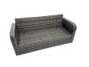 Fimous Garden Outdoor Rattan Furniture Set Rattan Love Sofa 3 Seater Sofa with Big Footstool 2 Side Tables Dark Grey Mixed