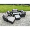 Fimous 8 Seater Rattan Wicker Garden Furniture Patio Conservatory Sofa Set with Rectangular Coffee Table Reclining Chair Love Sofa 2 Big Footstool