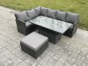 Fimous 7 Seater Rattan Garden Furniture Sets High Back Corner Sofa Height Adjustable Rising Lifting Table Set with Big Footstool Dark Grey Mixed