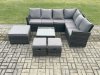 Fimous Rattan Garden Furniture Set Outdoor Lounge Corner Sofa Set With Square Coffee Table 3 Footstools 9 Seater Dark Grey Mixed
