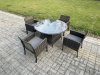 Fimous Wicker PE Outdoor Rattan Garden Furniture Arm Chair And Table Dining Sets 4 Seater Medium Round Table Dark Grey Mixed