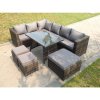 9 Seater Rattan Corner Sofa Set Dining Table Footstool Garden Furniture Patio
