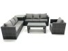 Fimous 7 Seater Rattan Garden Furniture Set Outdoor Lounger Sofa with Coffee Table Armchair Side Table Dark Grey Mixed