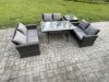 Fimous 6 Seater Rattan Wicker Garden Furniture Patio Conservatory Sofa Set Indoor Outdoor with Dining Table Double Seat Sofa Side Table