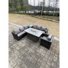 Fimous 7 Seater PE Rattan Corner Sofa Set garden Furniture Gas Firepit Dining Table Set High Side Coffee Table With Arm Chair