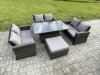 Fimous 7 Seater Rattan Wicker Garden Furniture Patio Conservatory Sofa Set with Height Adjustable Rising Lifting Table Double Seat Sofa Big Footstool