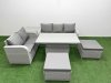 Fimous 7 Seater PE Rattan Wicker Garden Furniture Patio Conservatory Sofa Set with Adjustable Lifting Dining or Coffee Table 3 Seater Sofa Love Sofa 2 Big Footstool Side Table