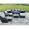 Fimous Patio Garden Furniture Sets Wicker 8 Seater Outdoor Rattan Furniture Sofa Sets with Square Coffee Table 2 Side Tables 3 Footstools
