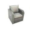 Fimous Outdoor Garden Furniture Set Rattan Sofa Dining Table Set with Reclining Chair 2 Small Footstool 2 Side Table Dark Grey Mixed