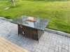 Fimous Rattan Garden Furniture Dining Set 4-seater Patio Rectangular Gas Firepit Table Chairs Outdoor Dark Grey Mixed