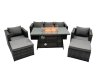 Fimous Rattan Garden Furniture Firepit Dining Set 7 Seater Lounge Sofa Table Set with 2 big Footstool