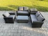 Fimous Wicker Rattan Garden Furniture Sofa Set with Rectangular Coffee Table Double Seat Sofa Chair Side Table 5 Seater Outdoor Rattan Set Dark Grey Mixed