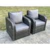 Fimous PE Rattan Garden Furniture Set Adjustable Chair Sofa Double Love Seat 2 Seater Sofa Lounge Set Square Coffee Table