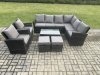Fimous 10 Seater High Back Outdoor Garden Furniture Set Rattan Corner Sofa Set With Rectangular Coffee Table 2 Small Footstools Armchairs Dark Grey Mixed