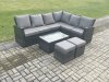 Fimous Wicker PE Outdoor Garden Furniture Set High Back Rattan Corner Sofa Set with Rectangular Coffee Table 2 Small Footstools