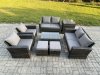 Fimous Garden Furniture Sets 8 Pieces Outdoor Rattan Furniture Manual Wicker Patio Sofa Chair Set with Coffee Table Side Table 2 Small Footstools Dark Grey Mixed
