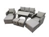 Fimous Garden Rattan Outdoor Furniture Set 9 Seater with 3 Seater Sofa 2 Big Stool 2 Small Stools Dark Grey