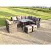 9 Seater High Back Dark Mixed Grey Rattan Corner Sofa Set Outdoor Furniture Rectangular Dining Table 2 Footstools Chair