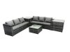 Fimous Outdoor Rattan Garden Furniture Set 6 Seater Patio Lounge Sofa Set with Square Coffee Table 2 Side Table Dark Grey Mixed