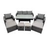 Fimous 8 Seat Outdoor Wicker PE Rattan Garden Furniture Set Dining Table Sofa Set with 4 Stools Dark Grey Mixed