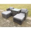 Fimous Rattan Sofa Chair Footstool Garden Patio Furniture Set With High Tall Coffee Table 4 Seater