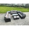 Fimous Rattan Garden Furniture Set 11 Seater Indoor Outdoor Patio Sofa Set with Coffee Table 2 Small Footstools 2 Side Tables Dark Grey Mixed