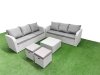 Fimous Outdoor Garden Furniture Sets 8 Seater Wicker Rattan Furniture Sofa Sets with Square Coffee Table high Back Lounge Sofa Stools Light Grey