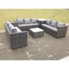 9 Seater U Shape Rattan Garden Furniture Set Patio Outdoor Lounge Sofa With Footstool Dark Grey Mixed