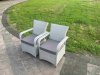 Fimous Light Grey Rattan Outdoor Garden furniture Set Height Adjustable Rising Lifting Table and 4 Chairs Set with Seat Cushion