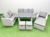 Fimous Rattan Outdoor Table Reclining Chair Sofa Set with 2 Side Tables 3 Stools Light Grey 9 Seater
