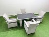 Fimous Wicker PE Rattan Garden Furniture Set Patio Outdoor 4 Chairs Plus Rectangular Dining Table Set Light Grey Mixed