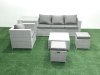 Fimous Garden Outdoor Furniture Set 6 Seater Rattan Sofa Set with 2 Small Footstools Armchair Side Table Light Grey Mixed