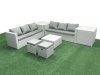Fimous Rattan Garden Outdoor Furniture Set 8 Seater Rattan Garden Sofa Set with 2 Small Footstool 2 Side Tables Light Grey Mixed