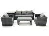 Fimous Rattan Garden Furniture Set Outdoor Lounger Sofa with Coffee Table 2 Armchair Side Table Dark Grey Mixed