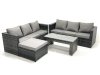 Fimous Garden Outdoor Rattan Furniture Set with Sofa Coffee table Big Footstool Dark Grey Mixed