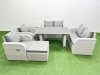 Fimous 7 Pieces Outdoor PE Rattan Sofa Reclining Chair Set Patio Garden Furniture Sets with Cushions Side Table Big Stool Light Grey