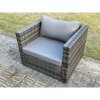 Fimous Outdoor Rattan Single Sofa Chair Garden Furniture With Seat and Back Cushion Dark Grey Mixed