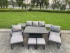 Fimous Aluminium Garden Furniture Sets 9 Seater Outdoor Sofa Set with Adjustable Rising Lifting Dining Table 2 Chairs 4 Footstools Side Table