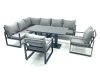 Fimous Aluminum Outdoor Garden Furniture Set Corner Sofa 2 Chairs Adjustable Rising Lifting Dining Table Sets Dark Grey