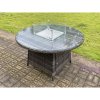 Fimous Rattan Garden Furniture Gas Fire Pit Round Dining Table Gas Heater And Dining Chairs 4 Seater
