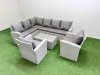 Fimous 8 Seater Garden Outdoor PE Rattan Furniture Set Rattan Garden Sofa Set with 2 Chair Light Grey Mixed