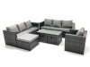 Fimous Outdoor Garden Furniture Set 10 Seater Rattan Sofa Set with Coffee Table 3 Footstools Armchair Dark Grey Mixed