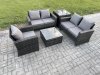 Fimous Outdoor Rattan Garden Furniture Set Conservatory Patio Sofa Coffee Table Set with Chair Side Table Dark Grey Mixed