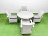 Fimous Wicker PE Rattan Garden Furniture Set Patio Outdoor 4 Chairs Plus Big Round Table Set Light Grey Mixed