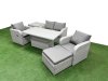 Fimous Light Grey PE Wicker Rattan Garden Furniture Set Sofa Set Reclining Chair Adjustable Lifting Dining or Coffee Table 5 Seater With Footstool Side Table